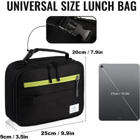 Insulated Lunch Bag for Kids Boys Girls Reusable Soft Lunchbox for School Work - Picture 3 of 7